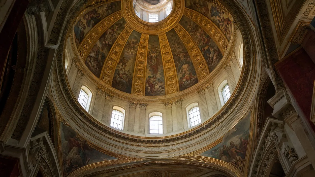 The Dôme des Invalides, its painted cupola and the open crypt of the tomb